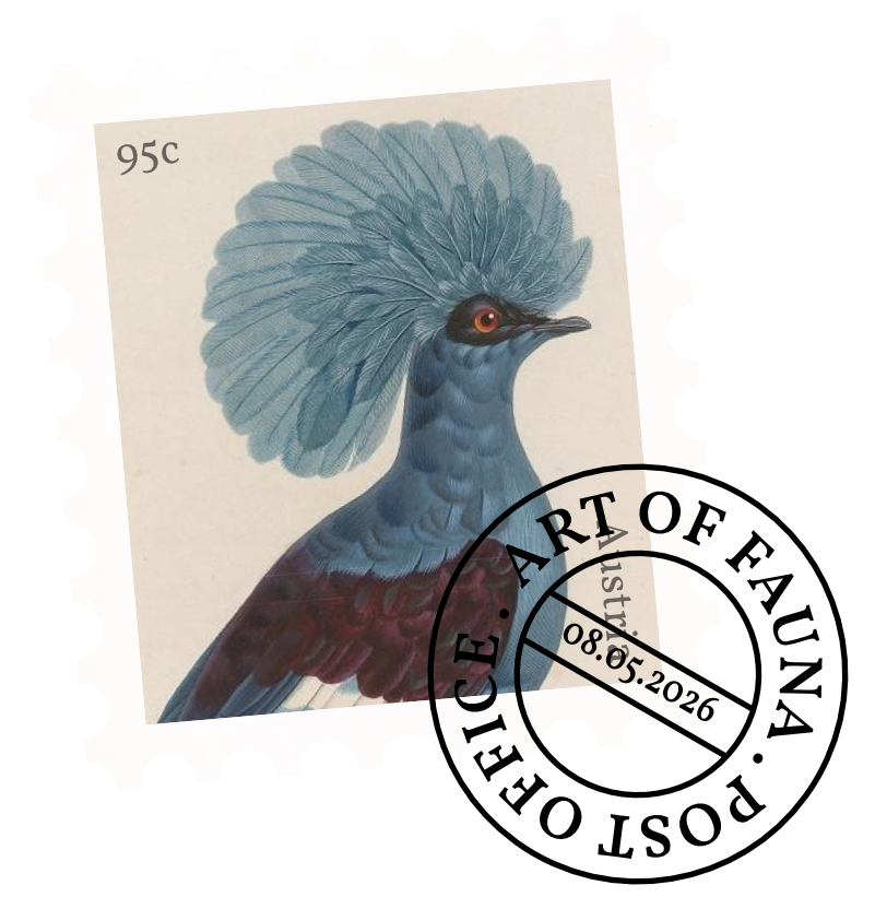 Pigeon Post logo, which shows a crowned pigeon on a stamp. 